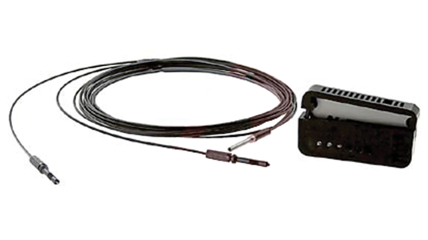 Sensore per fibre ottiche Omron E32-D32, IP67, lunghezza fibra 2 m, temperatura operativa -40/+70 °C, dimensioni Ø 3 x 34 mm.