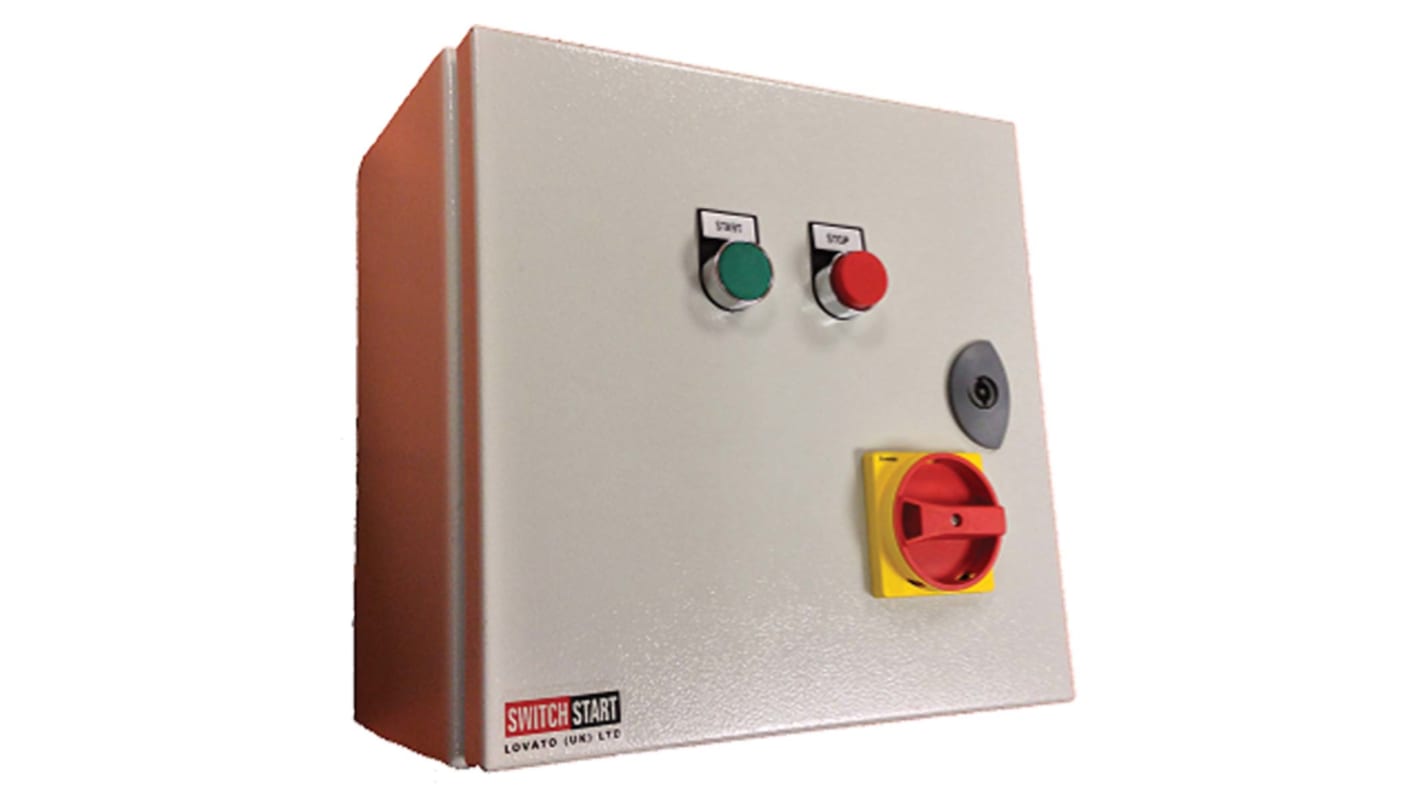 Starter stella-triangolo manuale Lovato SDSI11415, 11 kW, 400 V, contenitore in acciaio, IP65, dimensioni 300x300x200 mm.