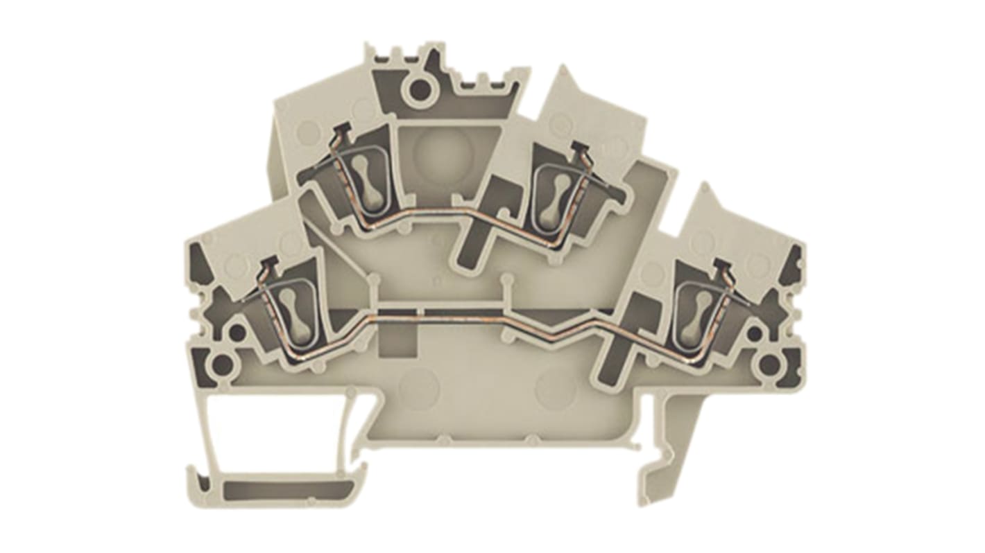 Morsettiera passante Weidmüller 1790990000 - Beige, Doppio livello, 24A - Ideale per Pannelli Solari, Distribuzione Energetica, Ingegneria Aerospaziale - Accetta fili 30-14 AWG.