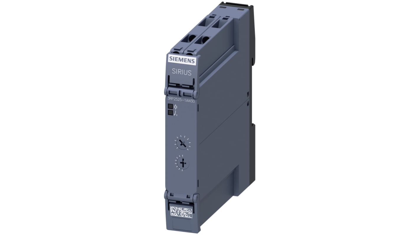 Relay temporizzato Siemens 3RP2525-1AW30, 0.05s → 100h, 1 poli, SPDT, Guida DIN. Ideale per circuiti di controllo industriali.