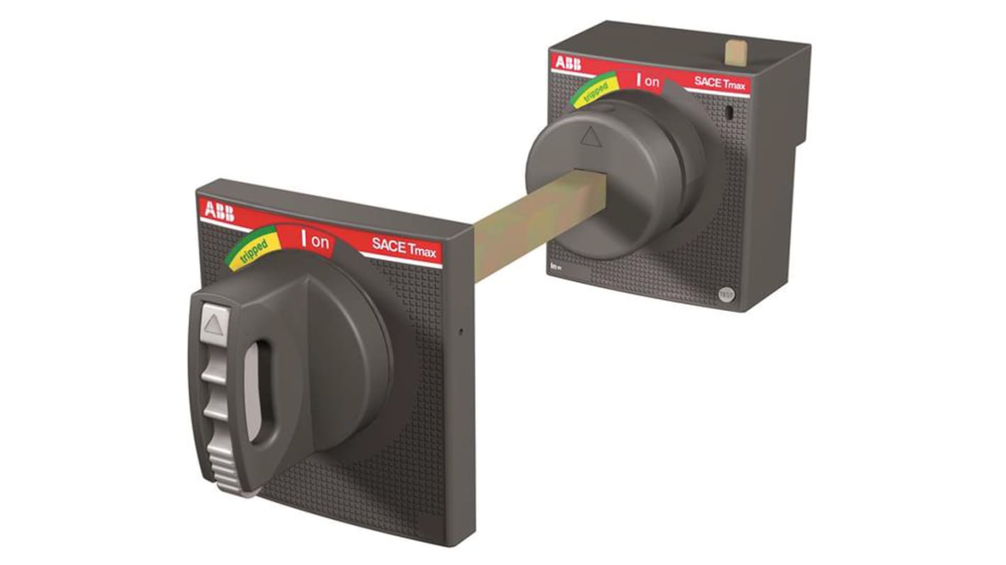 Manopola rotante ABB per interruttori Tmax XT1 e XT3, colore grigio, montaggio su guida DIN, dimensioni 485 x 125 x 120 mm.