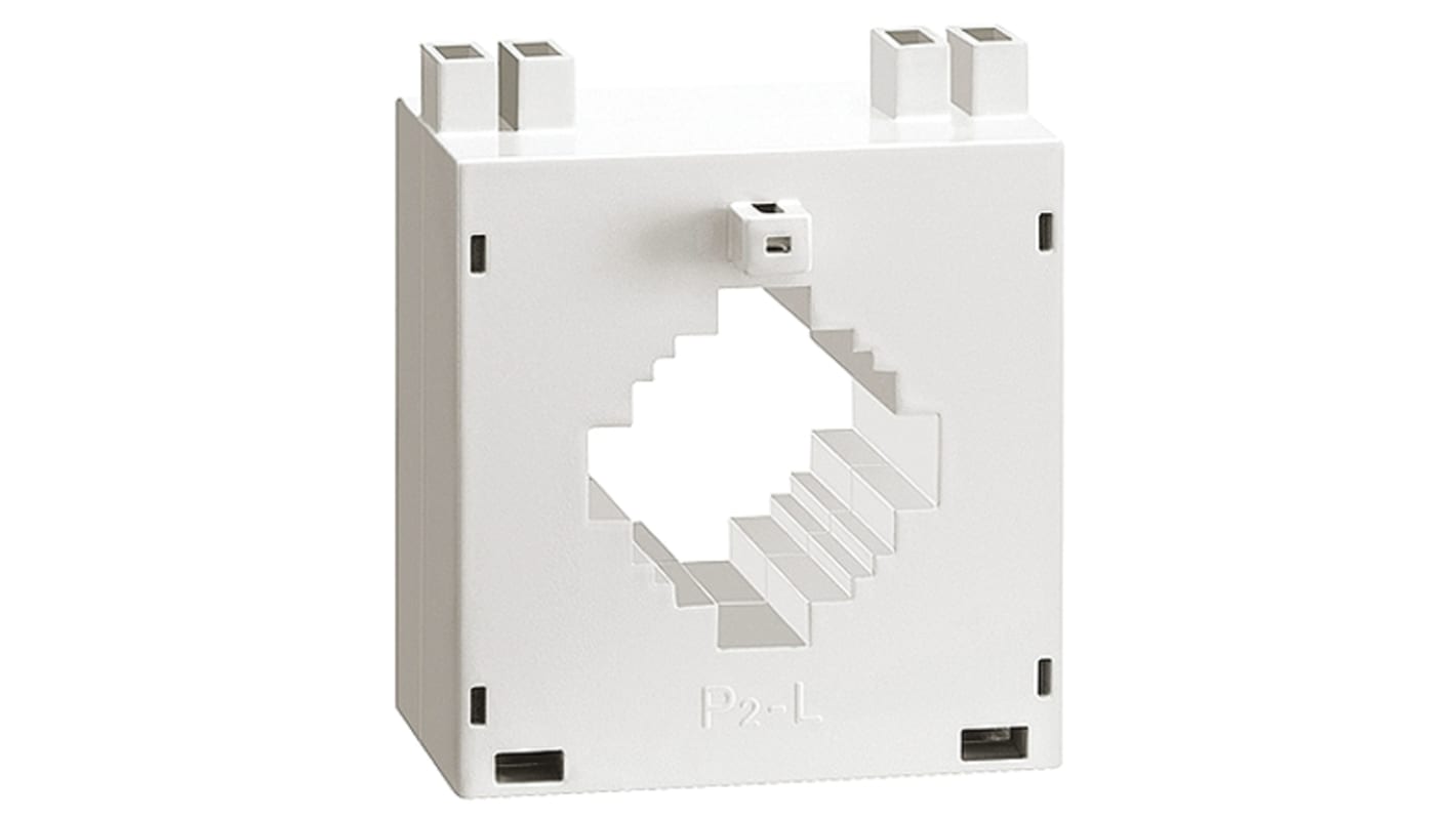 Trasformatore di corrente Lovato DM3T0500, foro 30mm, uscita 5 A, montaggio su guida DIN, dimensioni 81.5mm x 71mm x 62.5mm.