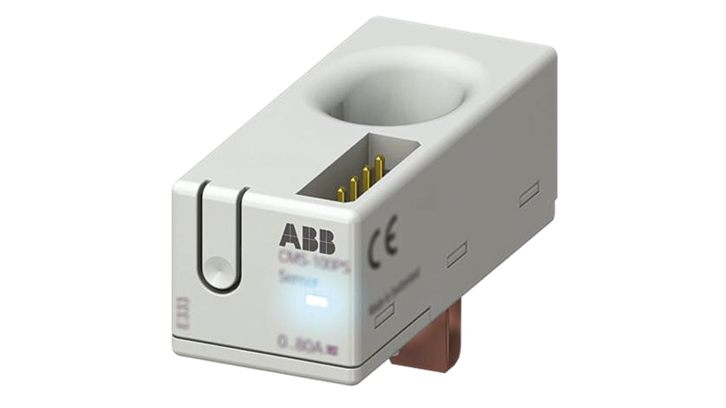 Trasformatore di corrente ABB 2CCA880100R0001 CMS-100PS, montaggio su cavo, rapporto 80:1, dimensioni 17,4 x 26,5 x 41 mm.