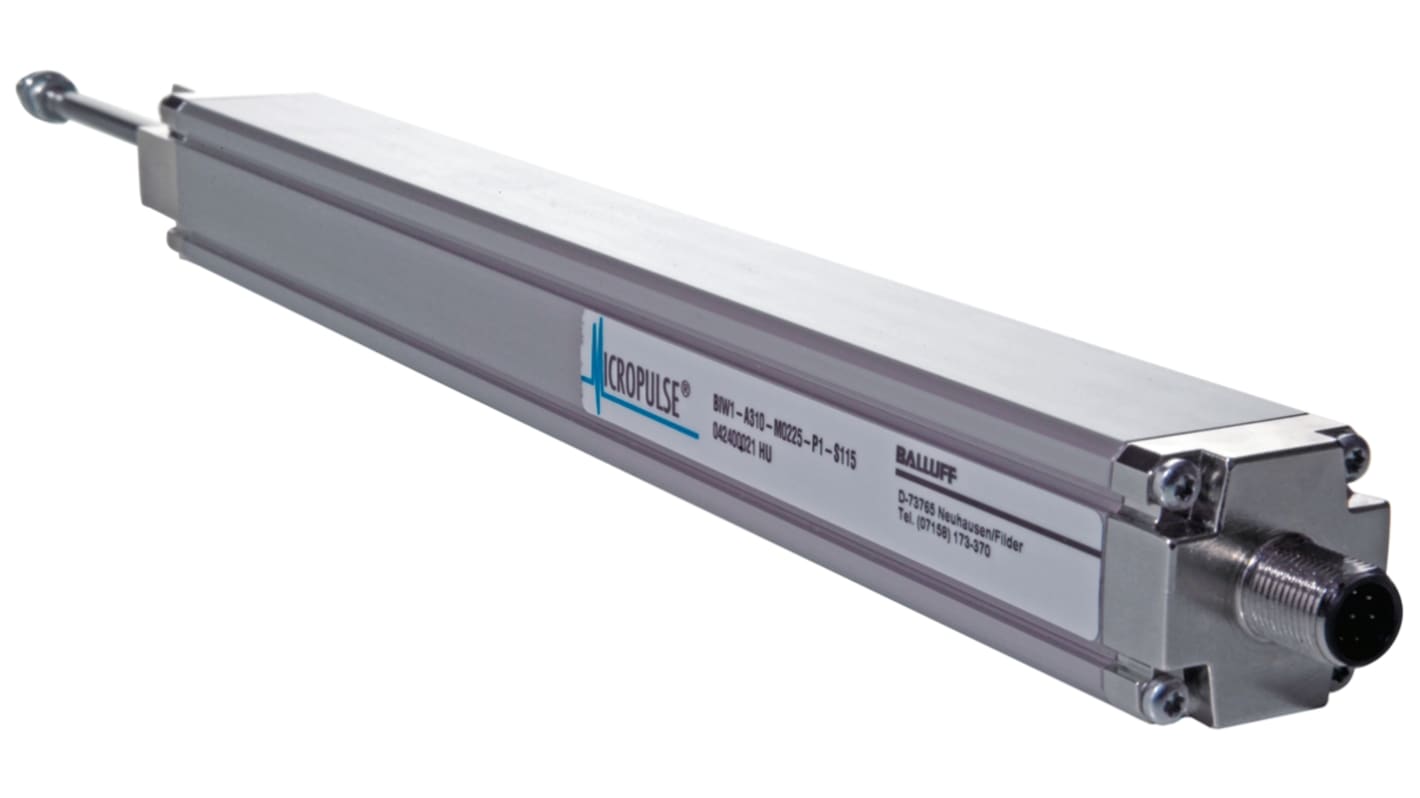 Trasduttore lineare BALLUFF BIW1-G310-M0075-P1-S115, tecnologia magnetostrittiva, corsa 75 mm, IP67, IO-Link, dimensioni 56x175 mm.