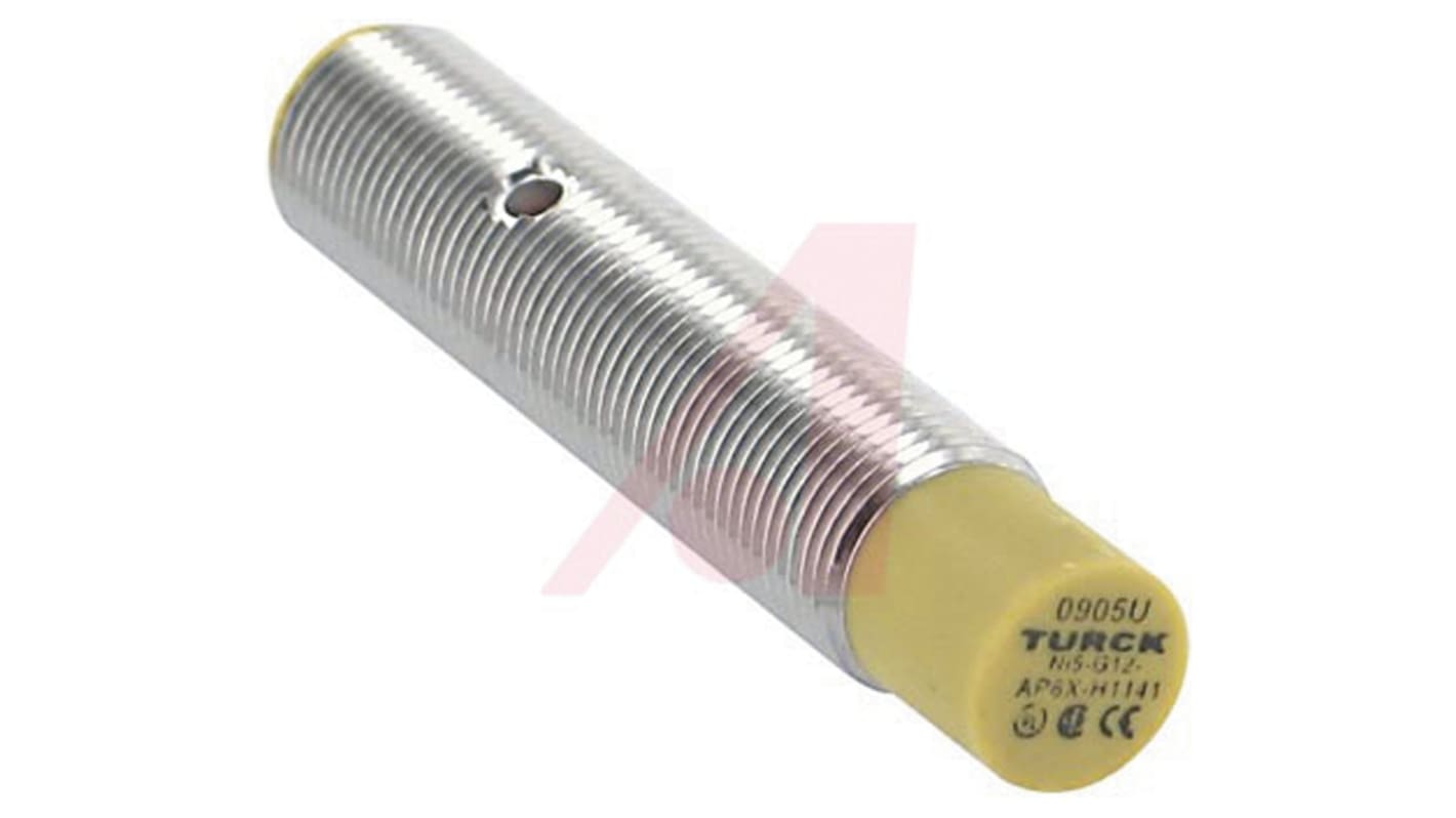 Sensore di prossimità cilindrico PNP M12 Turck Ni5-G12-AP6X-H1141, rilevamento 5 mm, IP67, alimentazione 10-30 V c.c.
