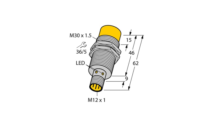 Sensore di prossimità cilindrico PNP Turck NI20U-M30-AP6X-H1141, M30, 20 mm di rilevamento, IP67, 10-30 V c.c.