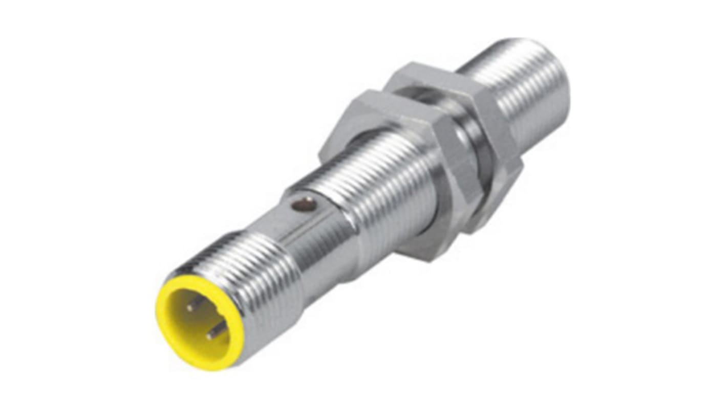 Sensore di prossimità cilindrico PNP M12 Turck BIM-M12E-AP4X-H1141, rilevamento fino a 90 mm, grado di protezione IP67.