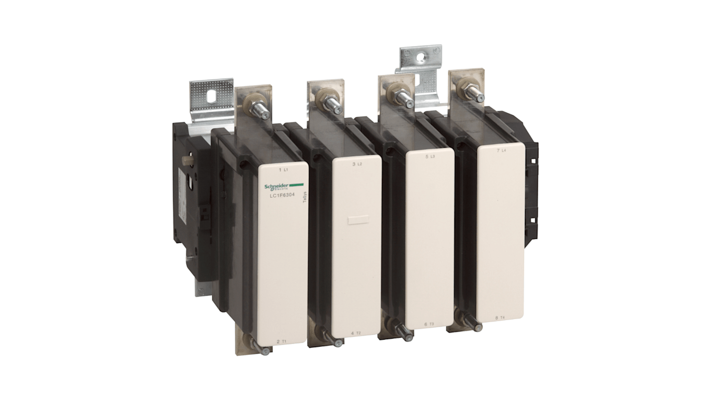 Contattore Schneider Electric LC1F6304M7, 4 poli, 1000 A, 220 V c.a., dimensioni 255x389x304 mm, per controllo motori.