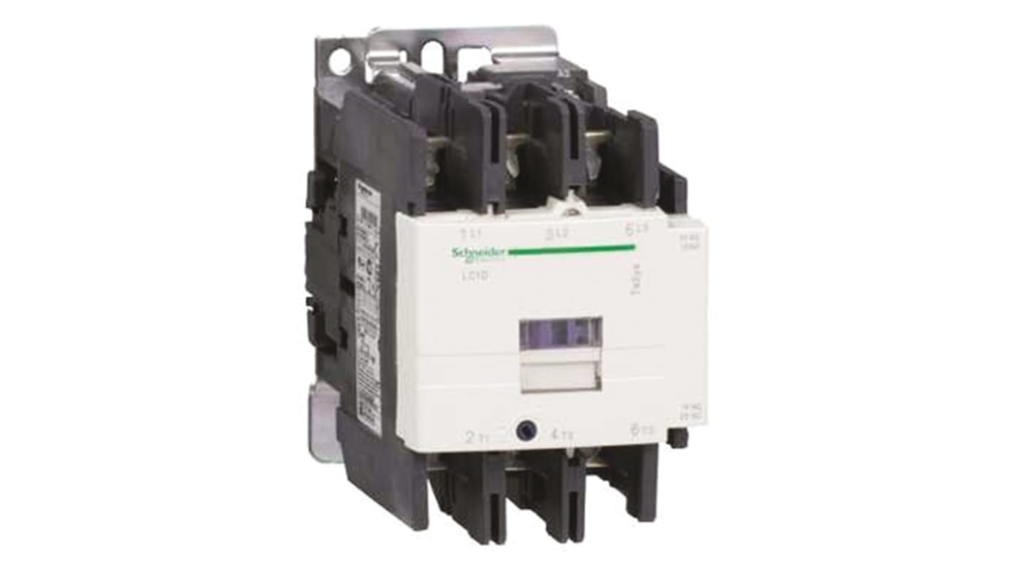 Contattore Schneider Electric LC1D806K7, 3 poli, 80 A, dimensioni 127x85x130 mm, progettato per applicazioni di controllo.