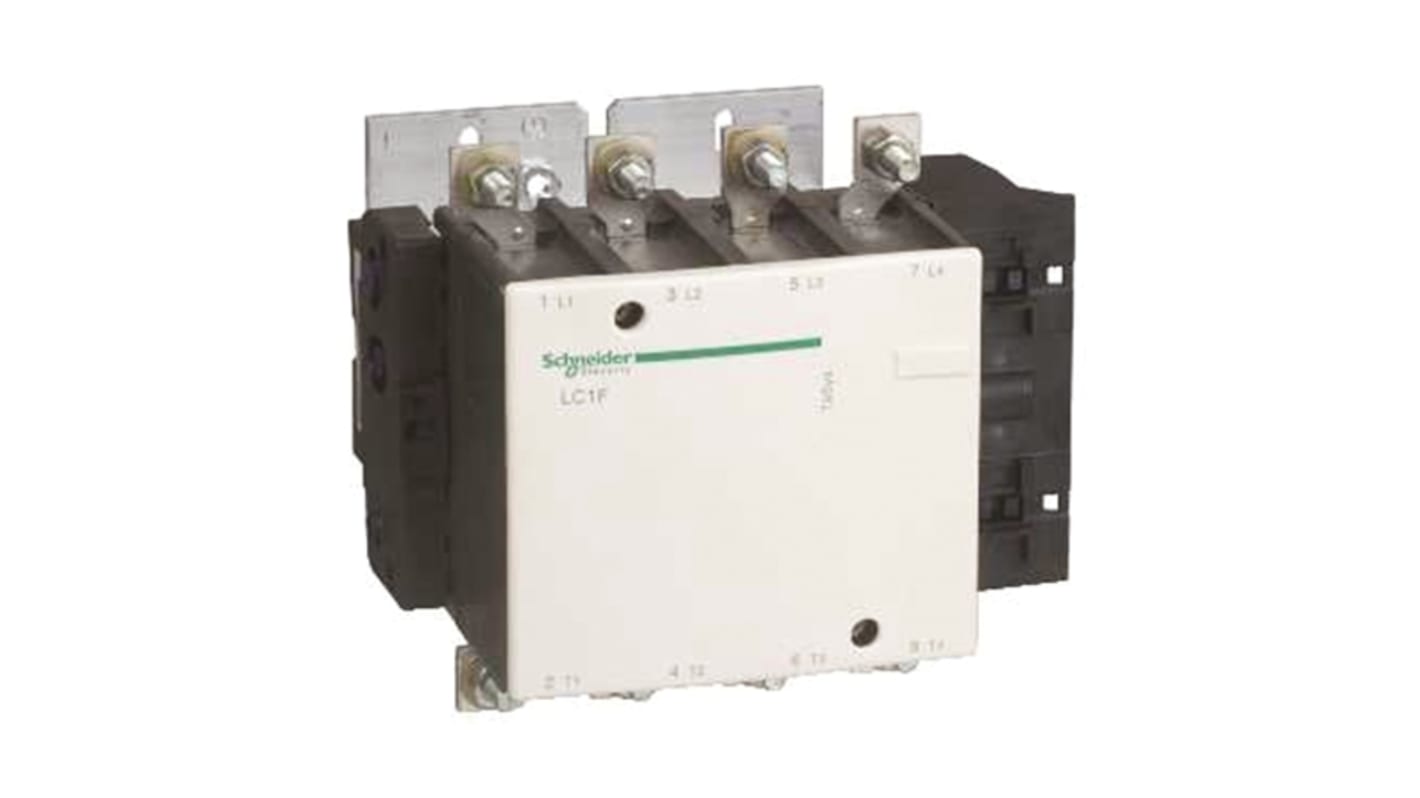 Contattore 4 poli Schneider Electric LC1F1504BD, 250 A, 24 V c.c., dimensioni 170 x 200.5 x 171 mm, per applicazioni industriali.
