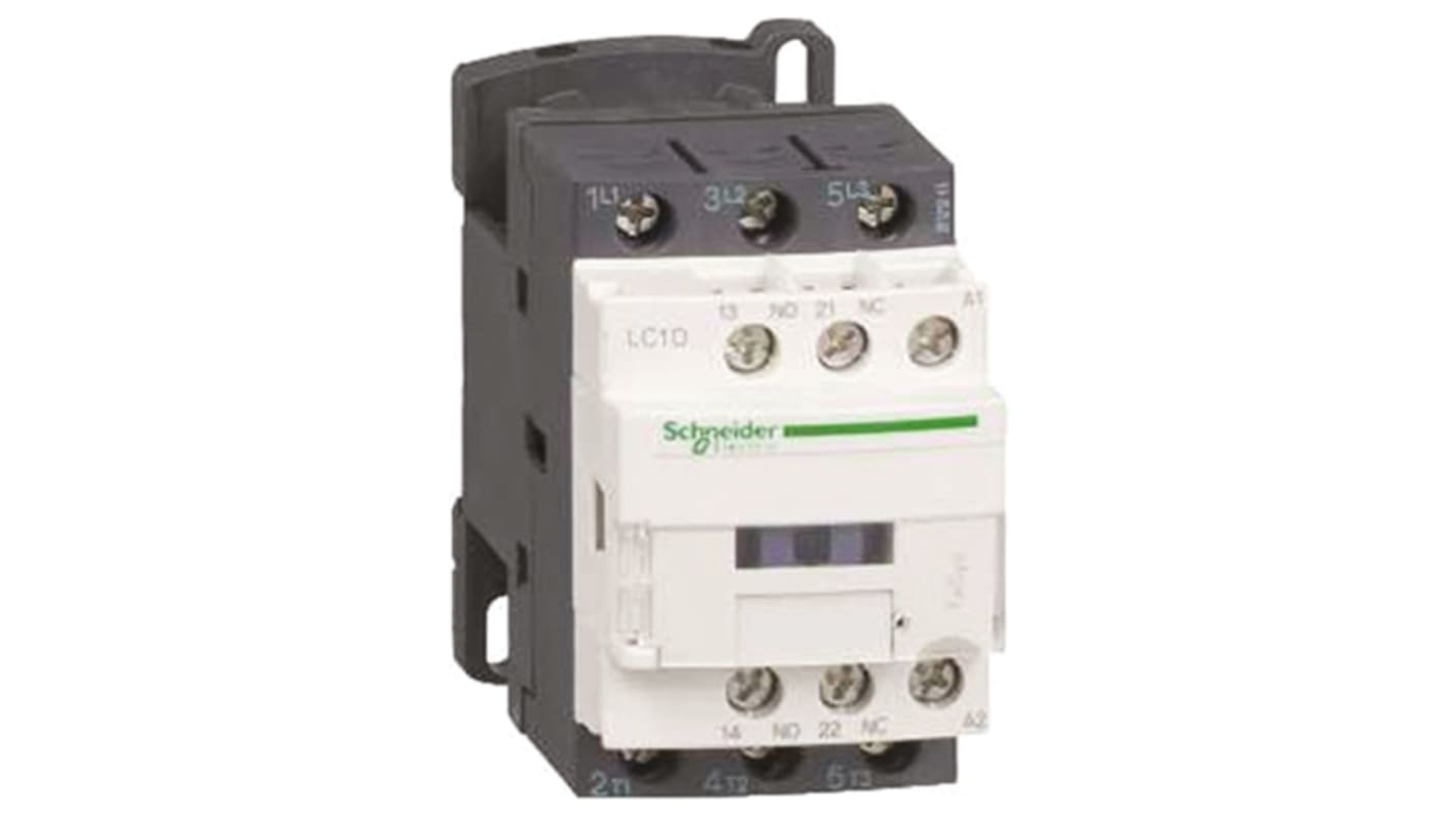 Contattore Schneider Electric LC1D18SC7, 3 poli, 32 A, 7,5 kW, dimensioni 77x45x86 mm, tecnologia EverLink.