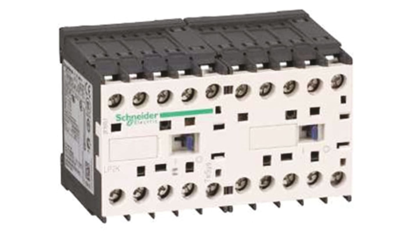 Contattore reversibile Schneider Electric LP2K06015BD, 3 poli, 6 A, 24 V c.c., dimensioni 90x58x57 mm, per motori.