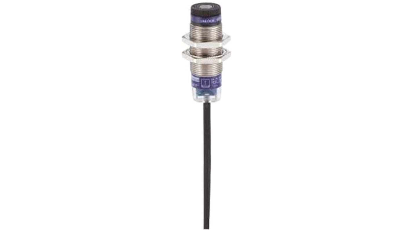 Sensore fotoelettrico cilindrico Telemecanique Sensors XUBLBKCNL2T, rilevamento fino a 30 m, IP67, custodia in ottone.