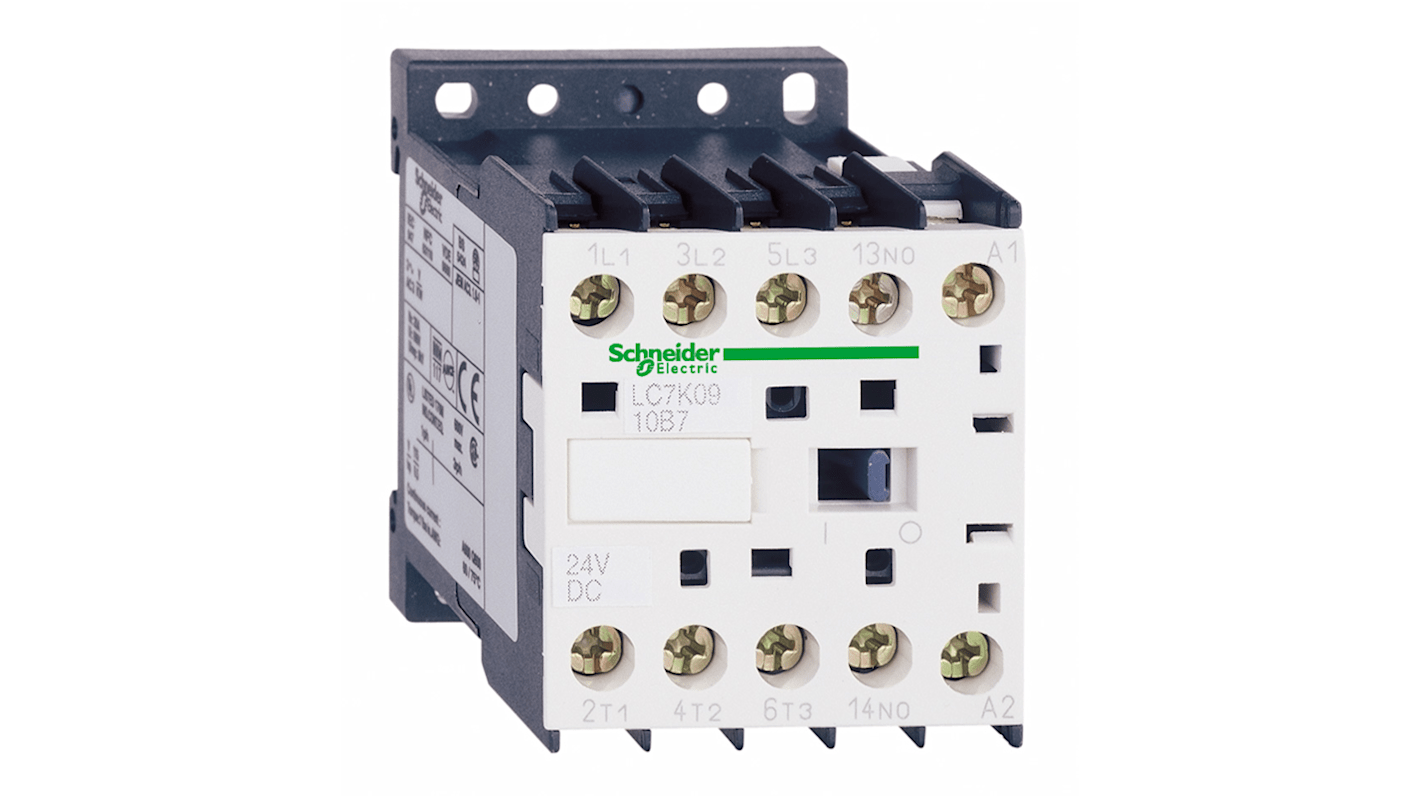 Contattore Schneider Electric LC7K0601M7, 3 poli, 6 A, 3 kW, 230 V c.a., 1NC, profondità 57 mm.
