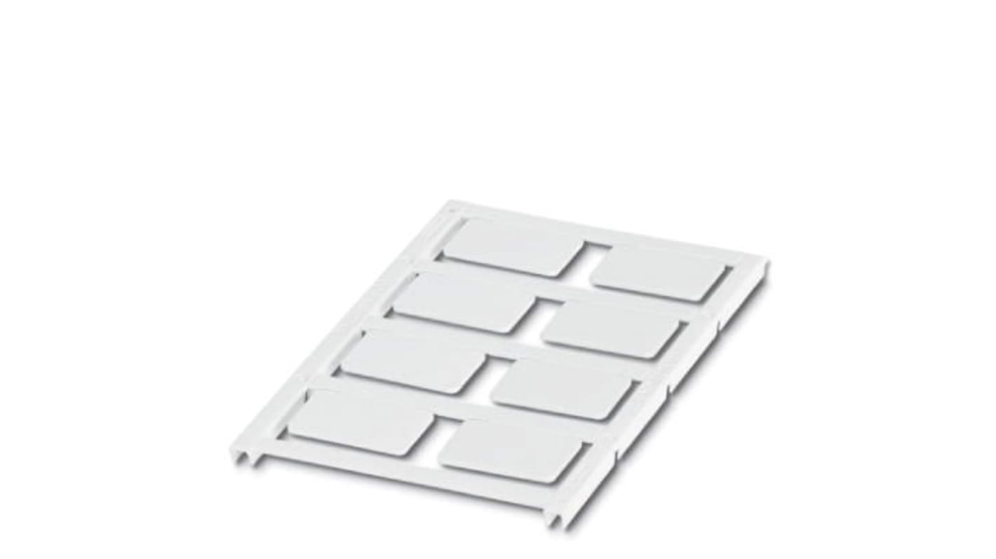 Etichetta per morsettiera Phoenix Contact 825445, marcatori a innesto bianchi per BLUEMARK ID, dimensioni 27x18 mm, 8 etichette su foglio. Perfetto per telai carrier-EMP.