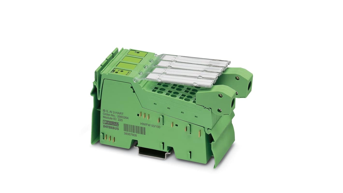 Modulo di ingresso analogico Phoenix Contact 2862149, 2 ingressi, risoluzione 16 bit, dimensioni 135 x 48,8 x 71,5 mm.