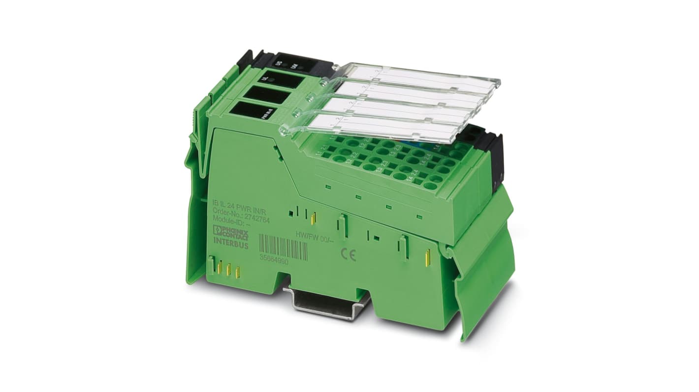 Modulo I/O PLC Phoenix Contact 2863135, 24 V c.c., dimensioni 119,8 x 48,8 x 71,5 mm, con indicatori di stato e diagnostica.