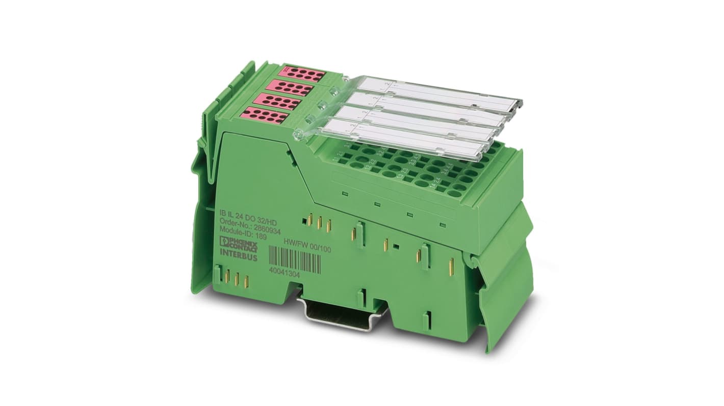 Modulo I/O Phoenix Contact 2878340, 32 uscite digitali NPN, 24 V c.c., dimensioni 119,8 x 48,8 x 71,5 mm, grado di protezione IP20.