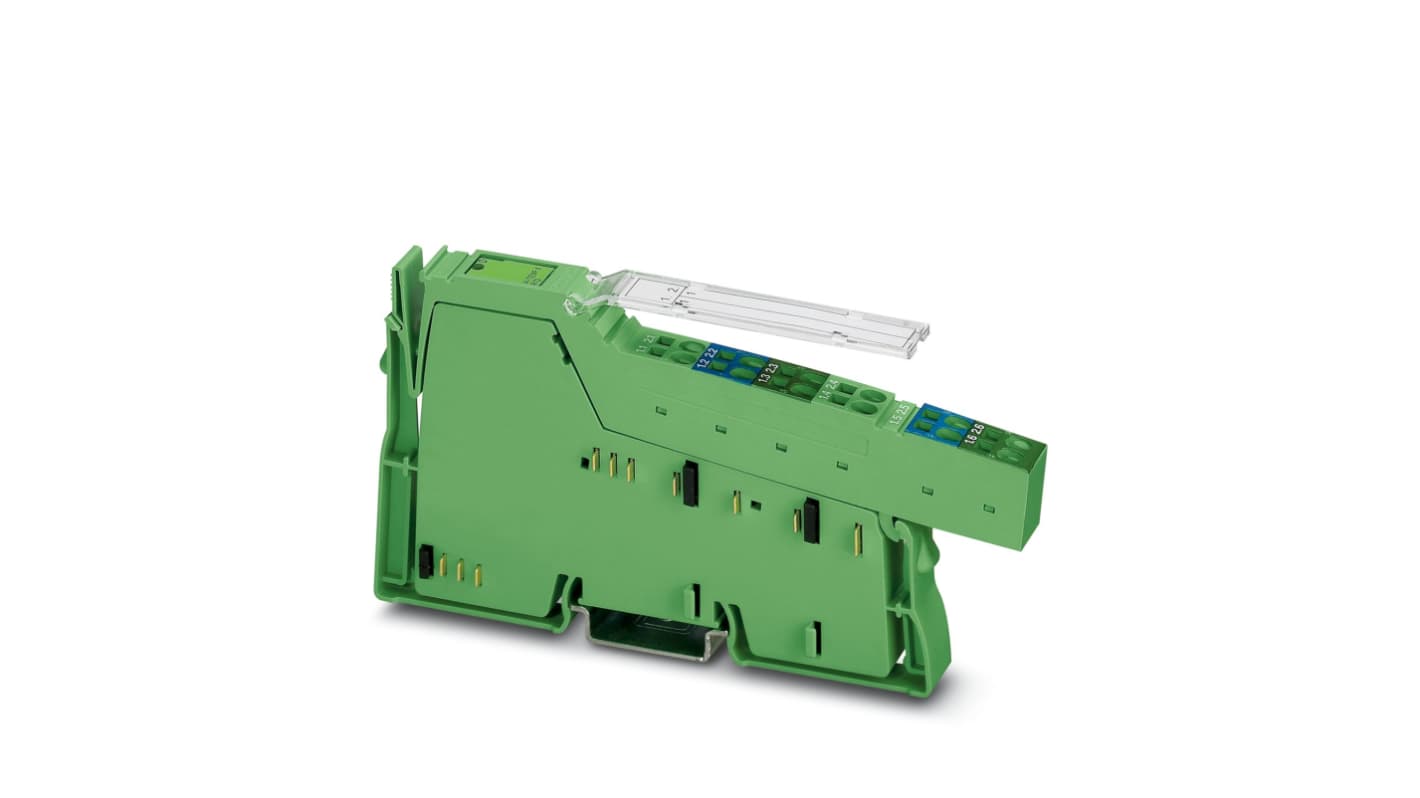 Controller in linea Phoenix Contact 2897952, per ingressi analogici e misurazioni di temperatura, dimensioni 140,5 x 12,2 x 71,5 mm.