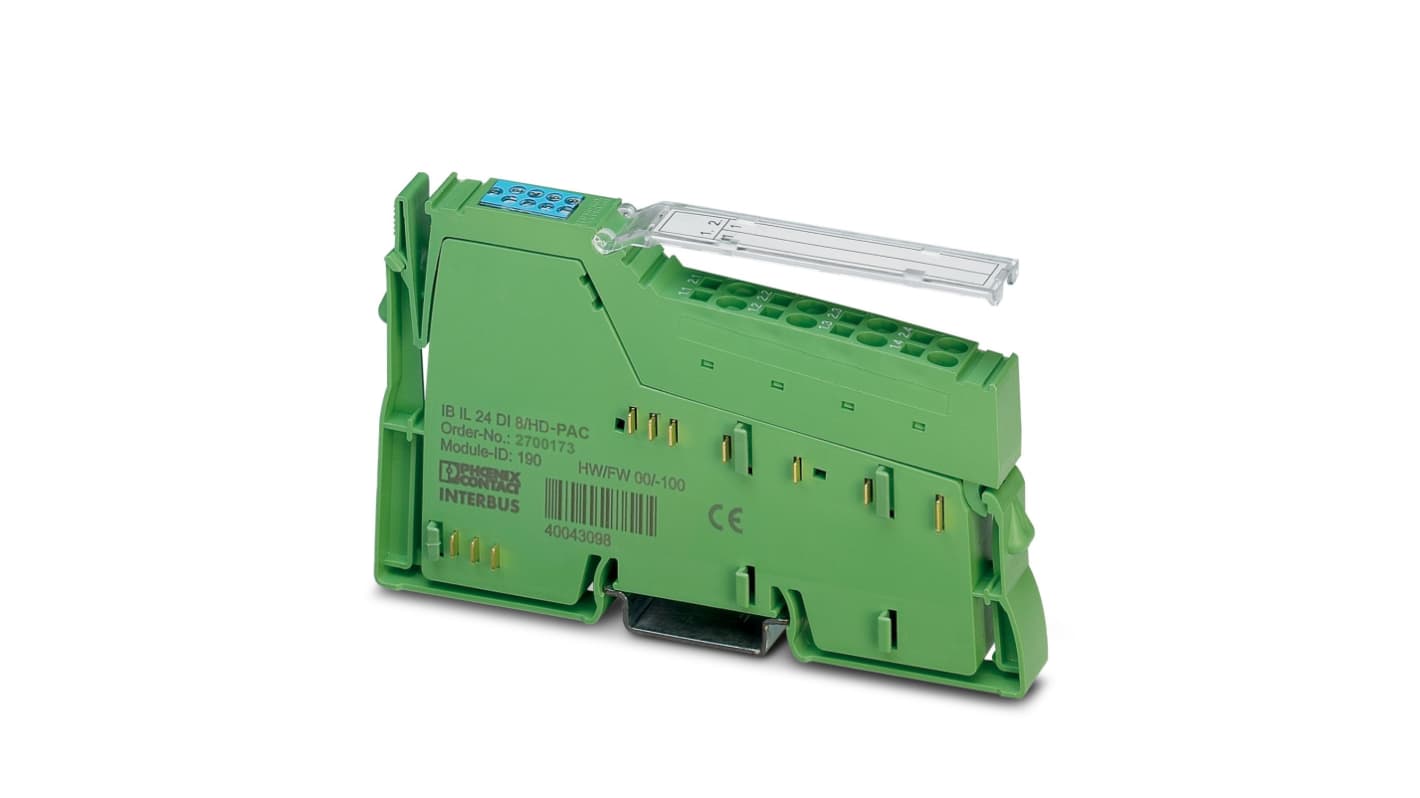 Phoenix Contact 2701212, modulo I/O PLC IB IL 24 DO 2-PAC, 8 ingressi digitali, 24 V c.c., IP20, dimensioni 119,8 x 12,2 x 71,5 mm.