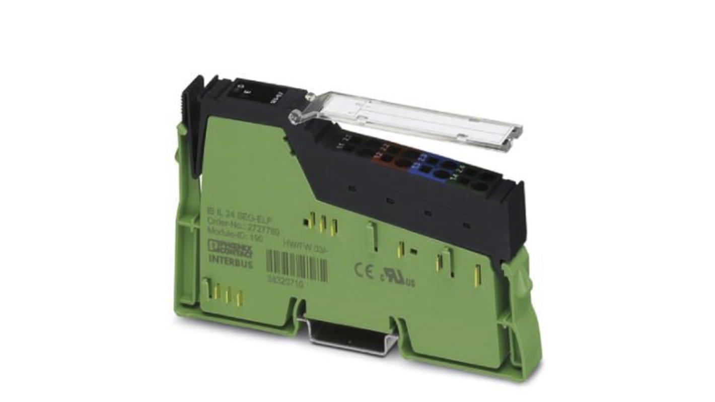 Modulo I/O PLC Phoenix Contact FX5 (2861373) con accessori, fusibile interno e diagnostica avanzata per circuiti protetti.