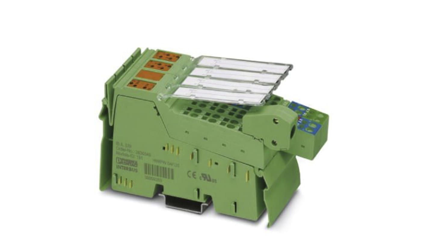 Modulo I/O PLC Phoenix Contact 2861865, 1 ingresso encoder, 3 ingressi digitali, 4 uscite 24 V, dimensioni 140.5 x 48.8 x 71.5 mm.