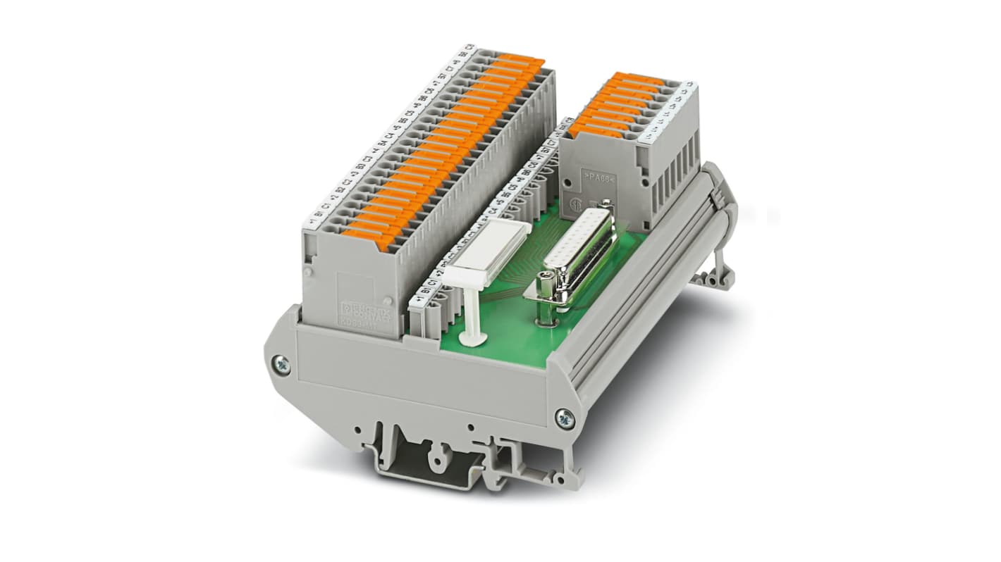 Modulo VARIOFACE Phoenix Contact 2304539 per i/o ABB S800, con terminali a coltello, dimensioni 126,5 x 61 x 90 mm.