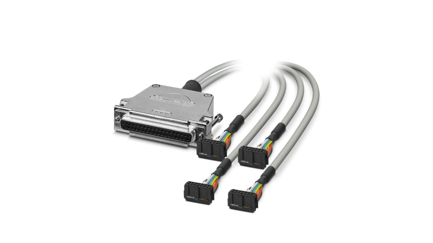 Cavo PLC Phoenix Contact 2302492 per Mitsubishi Melsec Q, lunghezza 2 m, con connettori D-SUB a 37 posizioni e IDC/FLK a 14 posizioni.