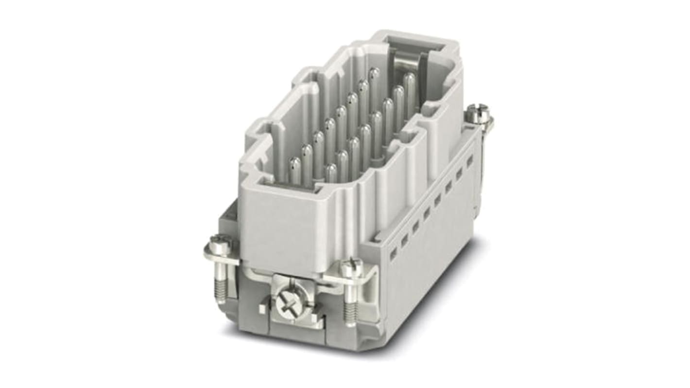 Inserto contatti Phoenix Contact serie HC-B 16-I-PT-M-32, 16P+E, 16A, 500V. Collegamento rapido senza utensili, risparmio di tempo. Con connessione di prova da 2 mm.