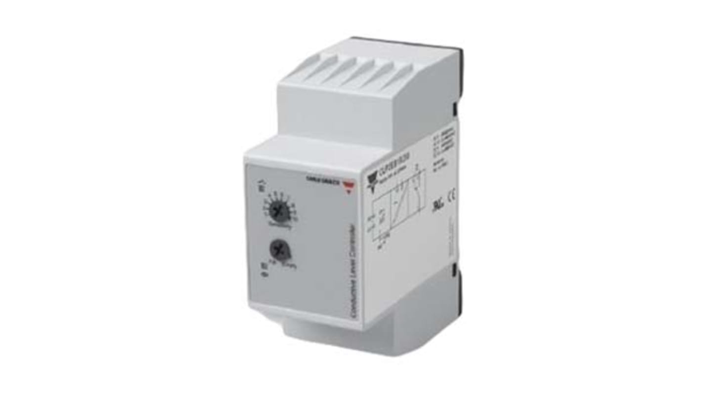 Carlo Gavazzi CLP2EA1CM24, regolatore di livello conduttivo 24VAC, uscita relè DPDT 2x8A, montaggio su guida DIN.
