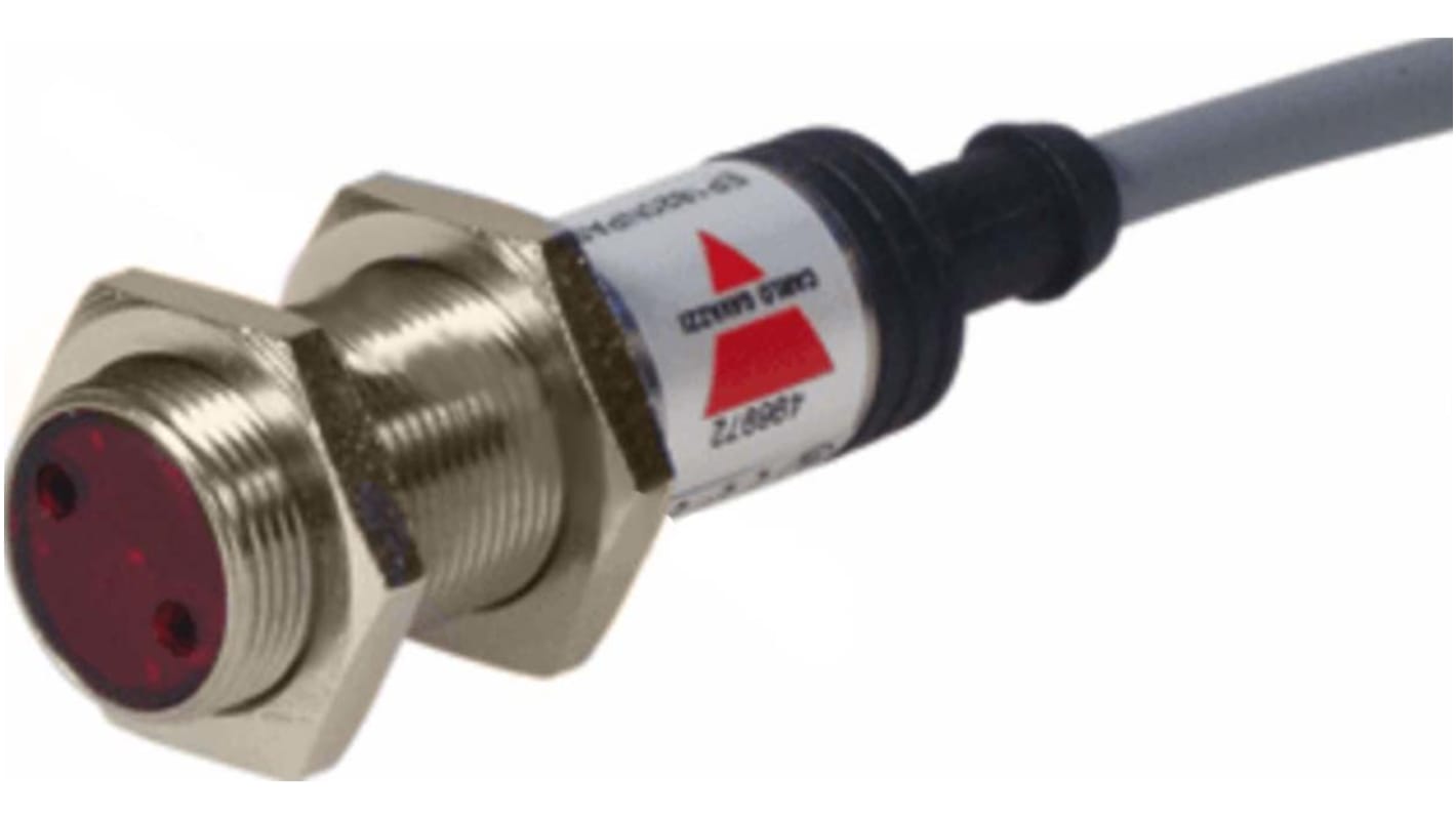 Sensore fotoelettrico cilindrico Carlo Gavazzi EO1804PPAS, rilevamento fino a 400 mm, uscita PNP, IP67, alimentazione 10-40 V c.c.