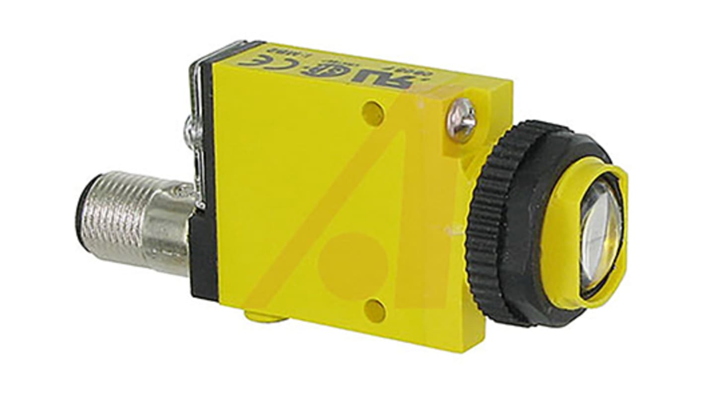 Sensore fotoelettrico Banner SM31RLQD, rettangolare, rilevamento fino a 30 m, uscita NPN/PNP, IP67, montaggio frontale o a vite.