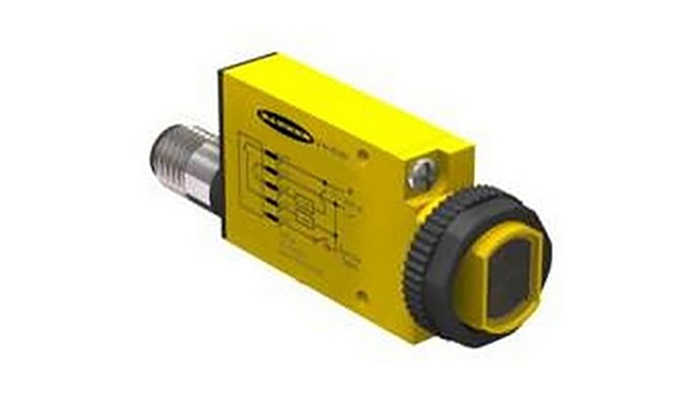 Sensore fotoelettrico rettangolare Banner SME312CV2QD, rilevamento 43 mm, uscita NPN/PNP, grado di protezione IP67.