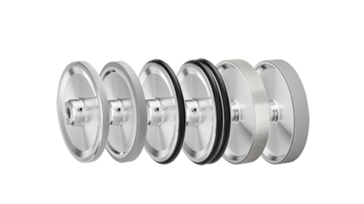 Ruota per encoder Kübler 8.0000.3547.0010 in alluminio, circonferenza 50 cm, foro 10 mm, compatibile con encoder multigiro.