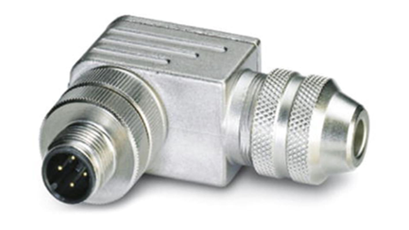 Connettore universale M12 maschio angolare, 4 posizioni, schermato, codifica A, collegamento a vite - Phoenix Contact 1694279. Ideale per trasmissione affidabile del segnale in ambienti con interferenze elettromagnetiche.