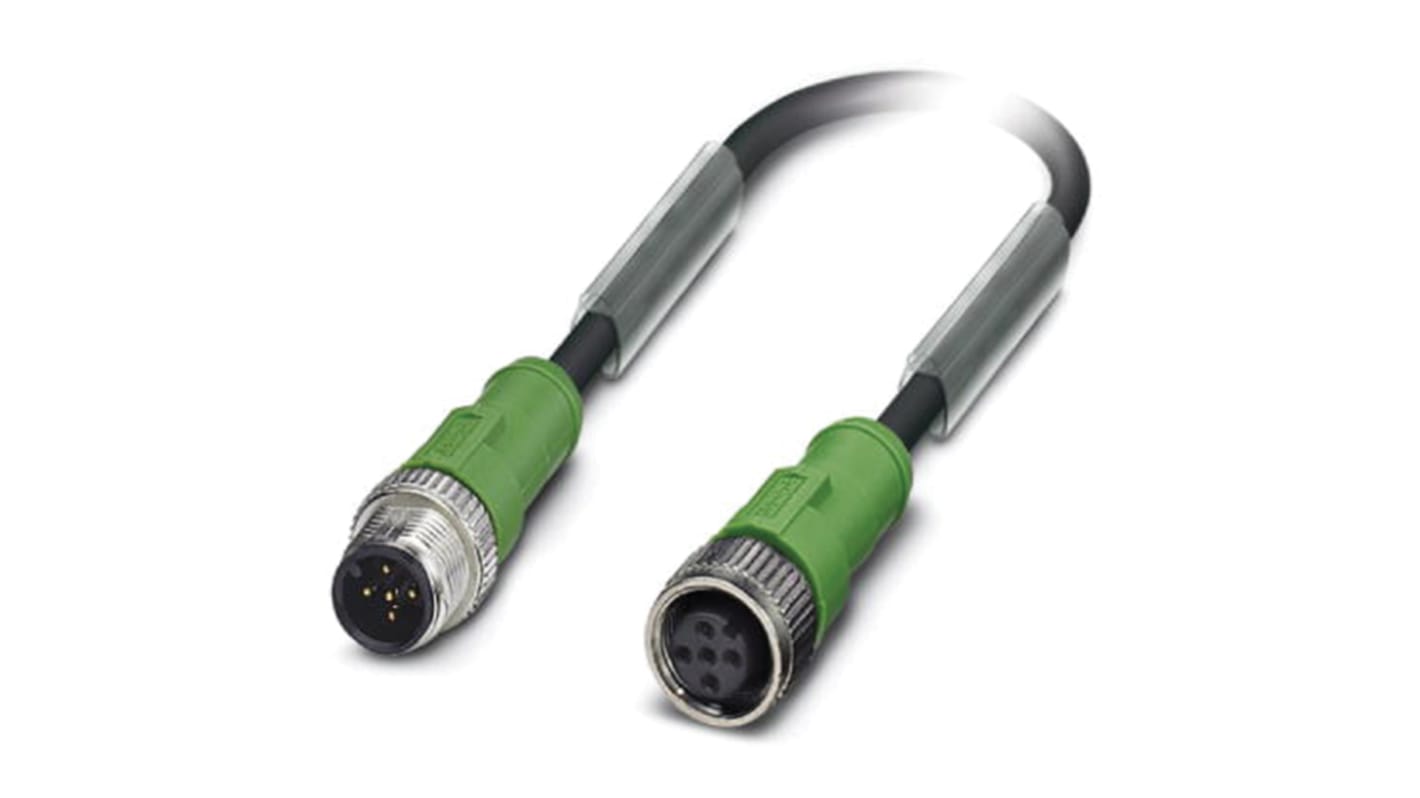 Cavo sensore/attuatore Phoenix Contact 22 AWG M12 Maschio/Femmina Ø 4.55mm L. 600mm - 1681596: Condotto in rame litz per alta conduttività, resistente all'acqua e alla polvere (IP67). Ideale per robotica e automazione.