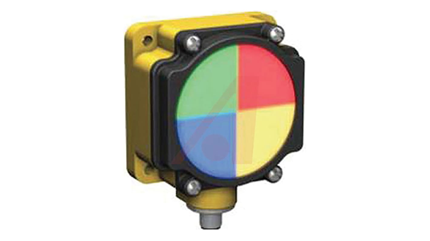 Segnalatore LED multicolore Banner K80L4GRYB1PQ, alimentazione 18-30 V c.c., montaggio piatto, grado di protezione IP67. Dimensioni: 109.5 mm x 80.8 mm x 41 mm.