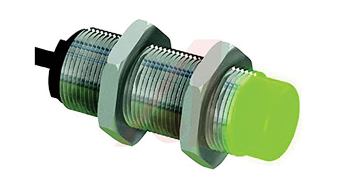 Banner M18GRYP, segnalatore LED a pannello con colori verde, rosso e giallo, diametro 16.5 mm, altezza 61 mm, grado di protezione IP67.