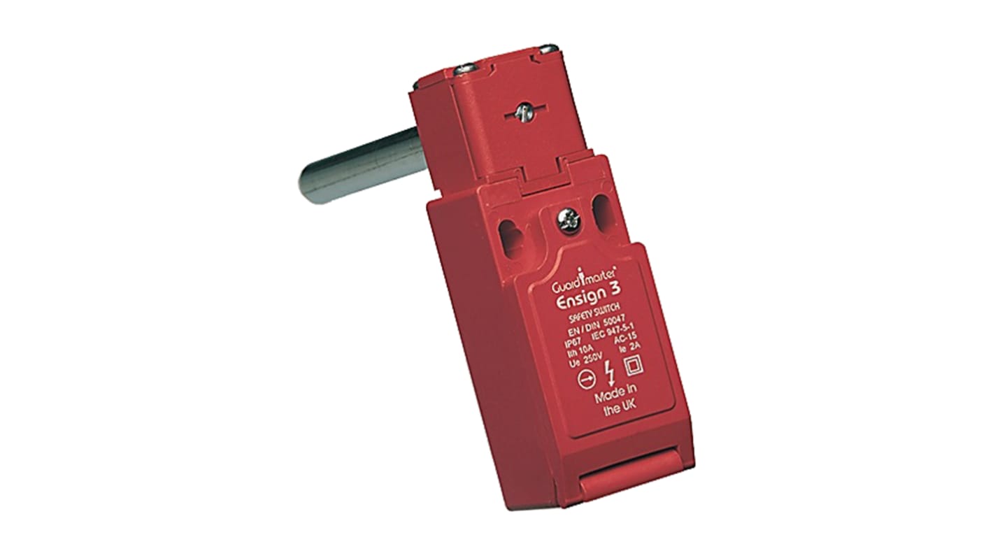 Interruttore a cerniera Allen Bradley Guardmaster 440H-E22025, 3NC, IP67, corrente 6A, testa rotabile, lunghezza albero 80mm.