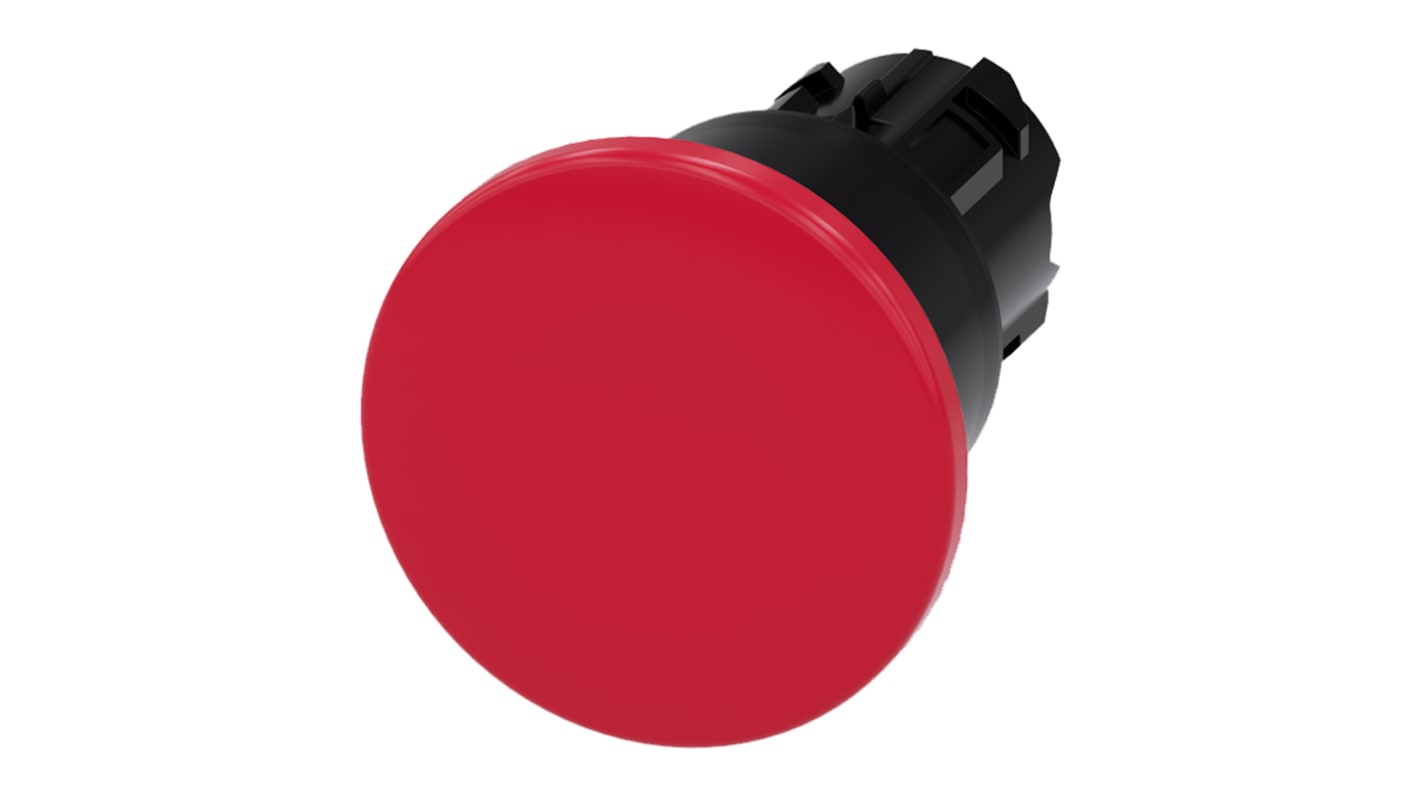 Attuatore pulsante plastica 22mm Siemens 3SU1000-1BA20-0AA0, IP69K, rosso, design innovativo, resistente alle condizioni estreme.