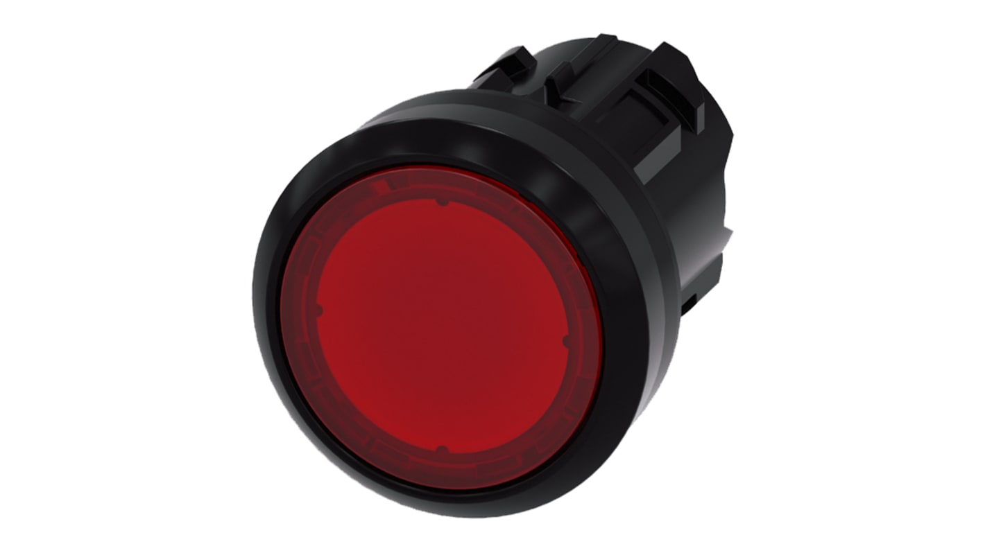 Attuatore pulsante plastica 22mm, IP69K, rosso - Siemens 3SU1001-0AB20-0AA0. Resistente, design antirotazione, ideale per ambienti estremi.