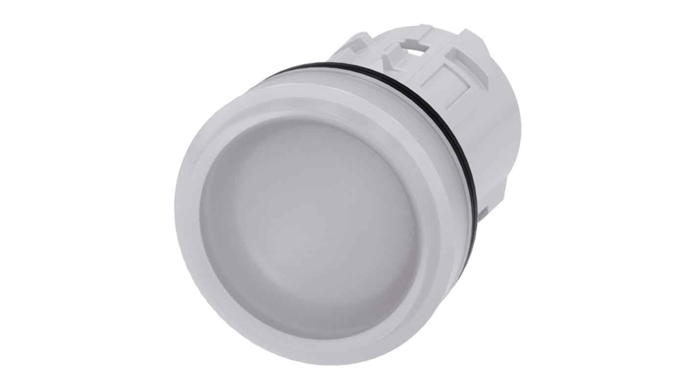 Spia luminosa Siemens 3SU1001-6AA60-0AA0, diametro foro 22mm, bianca in plastica IP69K con LED integrato. Ideale per ambienti estremi.