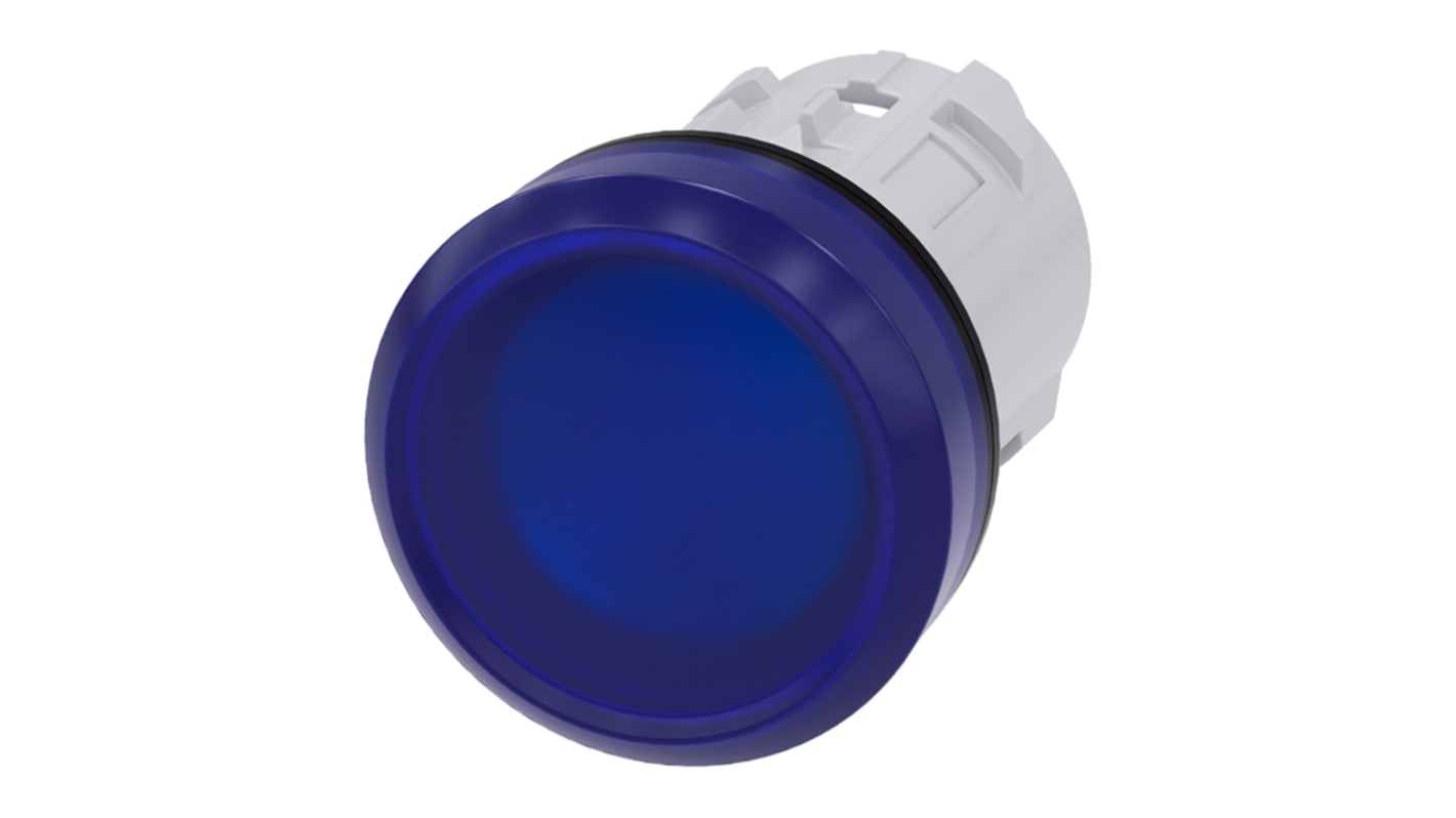 Teste per spia Siemens 22mm, Blu, IP69K, montaggio a pannello - 3SU1001-6AA50-0AA0. Ideali per ambienti estremi.