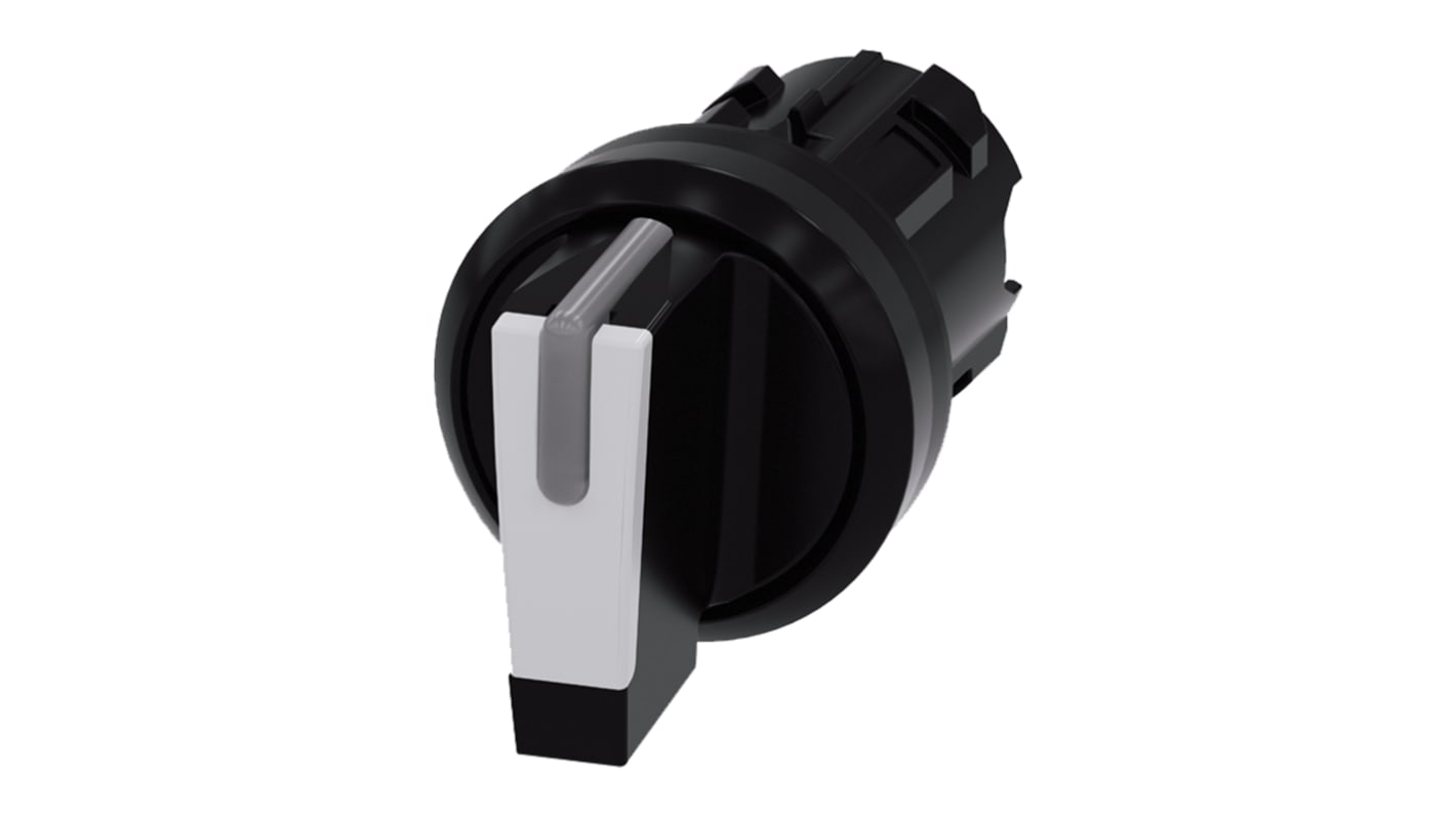 Testa selettore Siemens SIRIUS ACT 3SU1002-2BL60-0AA0, plastica 22mm, resistente IP69K. Design antirotazione, installazione senza utensili.