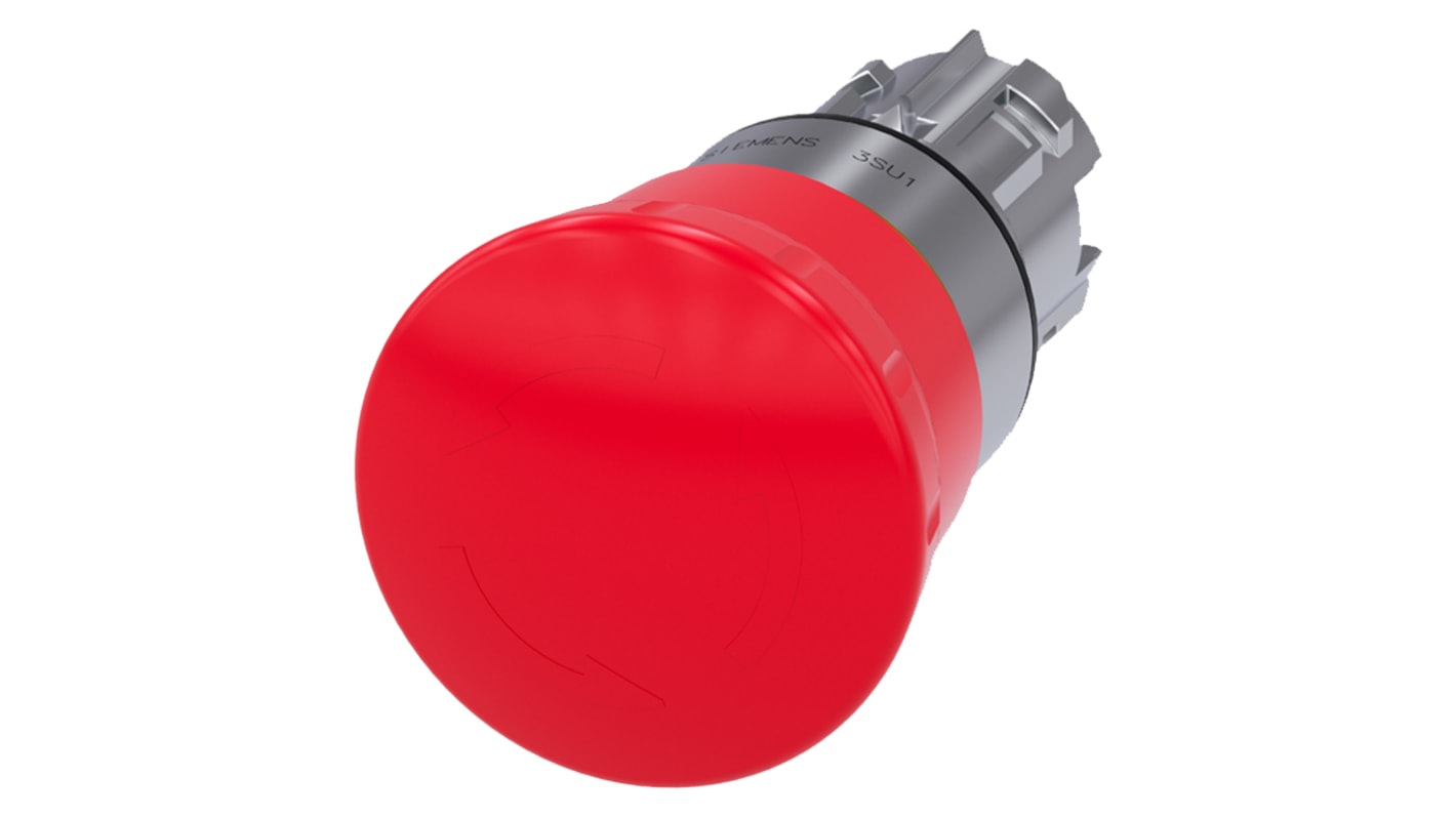 Pulsante di arresto di emergenza rosso Siemens 3SU1050-1HB20-0AA0, Ø 22mm, robusto e resistente, IP69K - Serie Sirius ACT.