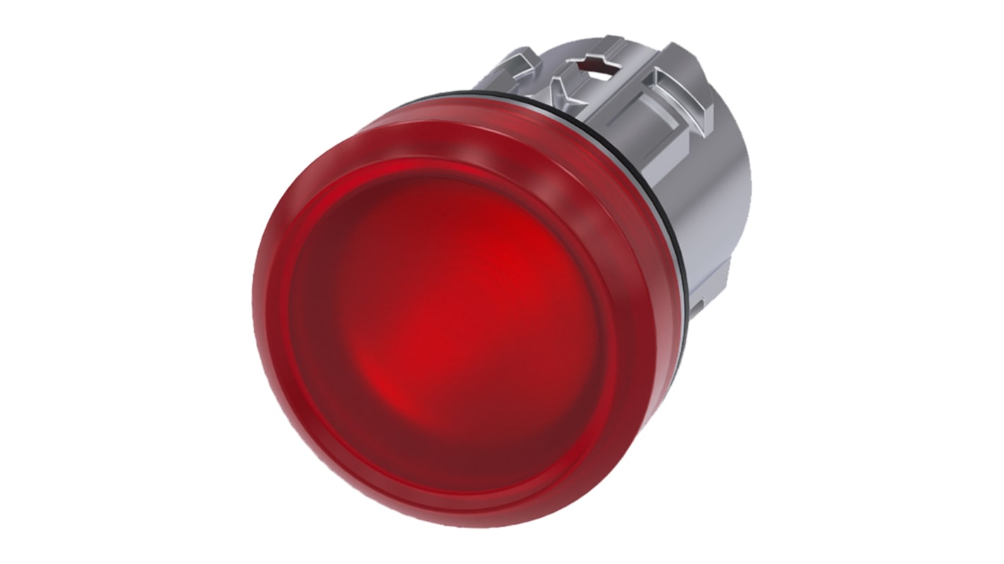 Spia luminosa Siemens SIRIUS ACT 22mm rosso IP69K per montaggio a pannello - Codice 3SU1051-6AA20-0AA0.