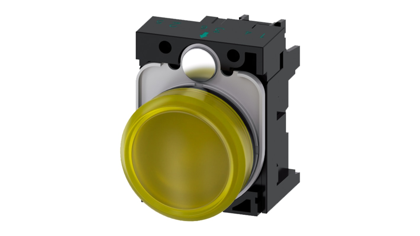 Spia completa per pannello da 22mm Siemens 3SU1102-6AA30-1AA0, LED, IP20 - Ideale per ambienti estremi