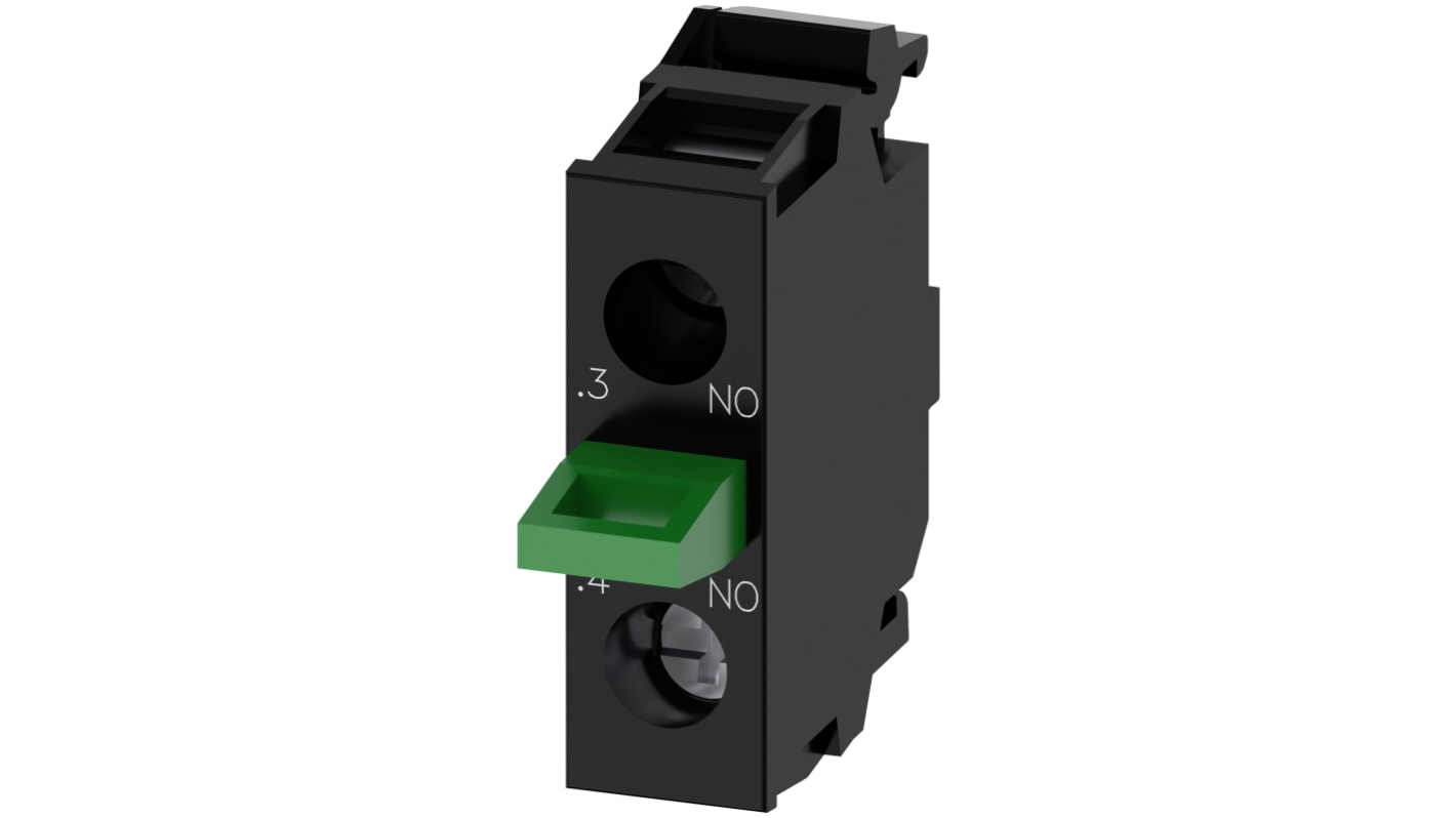 Blocco contatti Siemens 3SU1400-2AA10-1BA0 da 5 a 500V AC/DC - Serie SIRIUS ACT per controllo circuiti elettrici. Resistente agli urti, ideale per ambienti industriali.