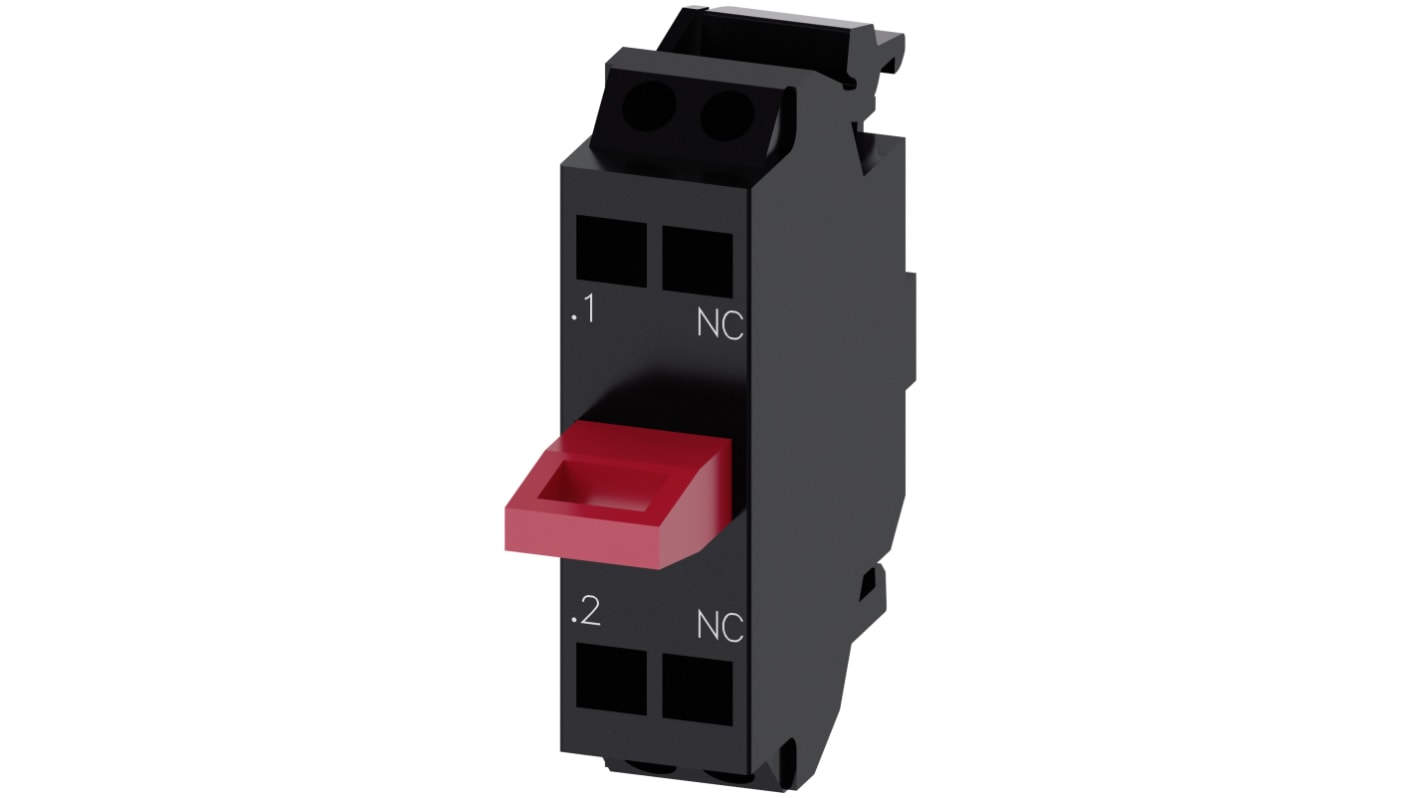 Blocco contatti Siemens 3SU1400-2AA10-3CA0, 1NC, 5-500V ca/cc, morsetto a gabbia - Ideale per ambienti estremi, impilabile e facile da montare.