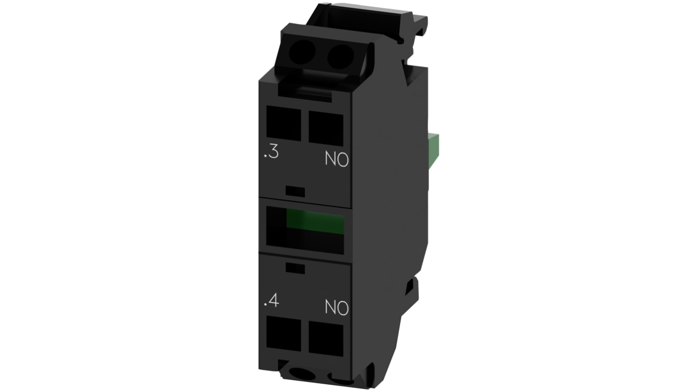 Blocco contatti Siemens 3SU1400-1AA10-3BA0 10A 1NO - Serie Sirius ACT per circuiti industriali. Snap-on, impilabile, inclinabile.